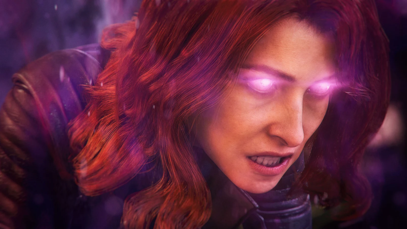 Jean Grey with purple light in her eyes