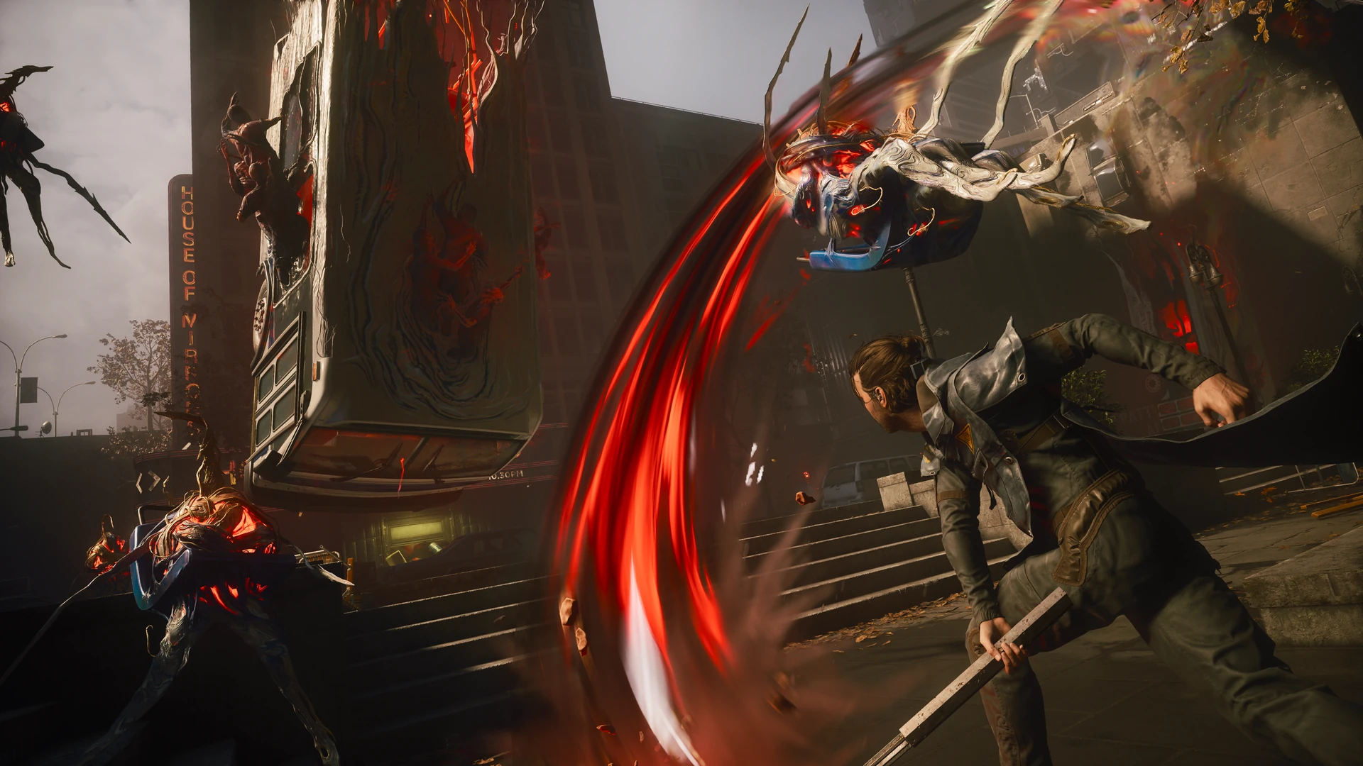 Close combat with red weapon effects in CONTROL Resonant.